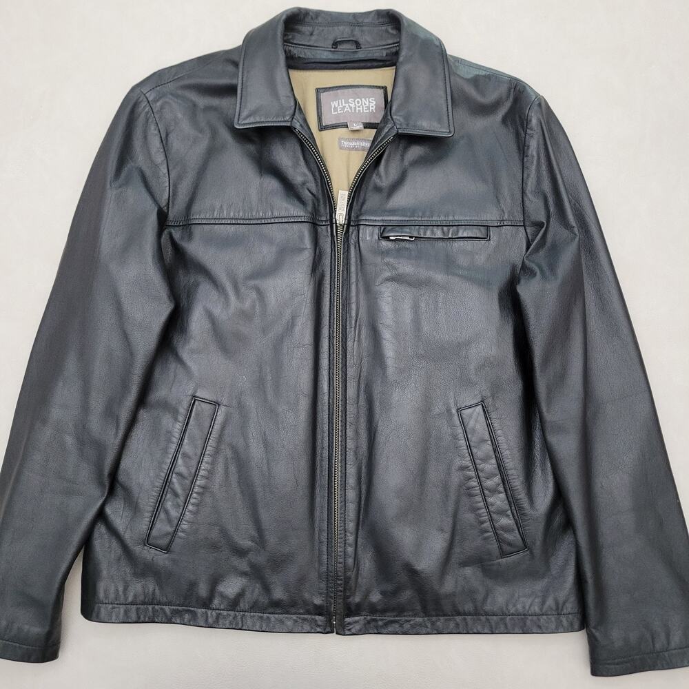 Wilsons Leather Jacket Zip & Button 3M Thinsulate Lining Men's Size Large